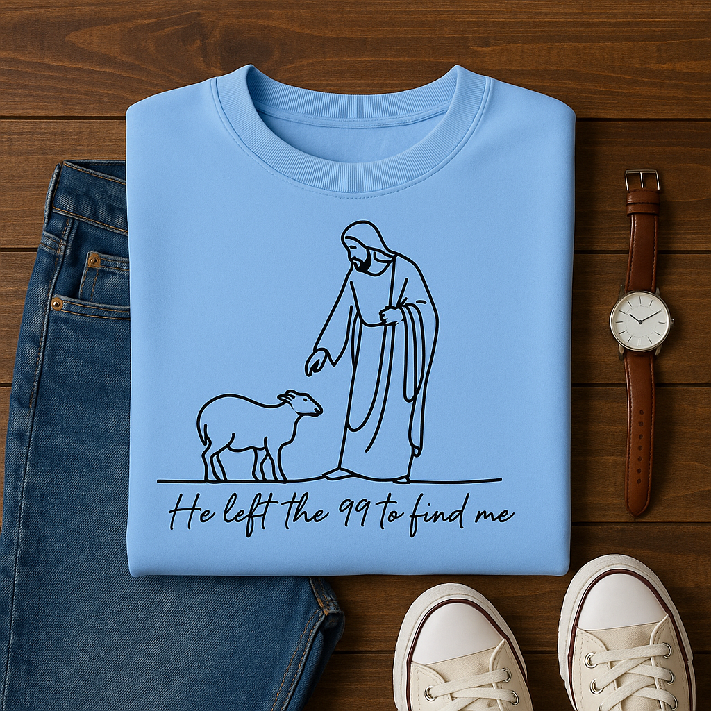 He Left the 99 to Find Me – Christian Faith-Based Unisex Sweatshirt